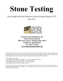 Dimension Stone Design Manual DSDM Chapter 04 - Stone Testing